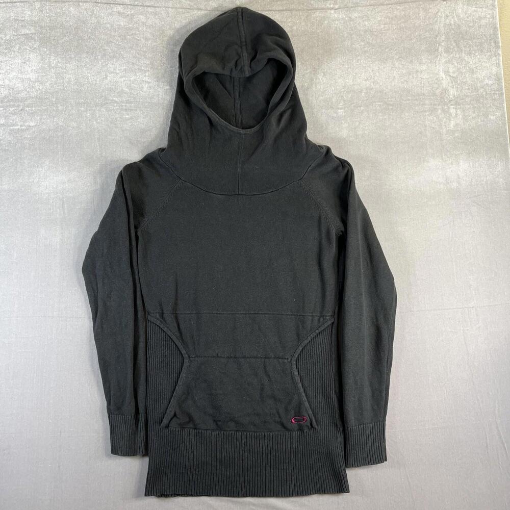 Vintage Oakley Hoodie Womens Small Black Ribbed Gorpcore Snowboard Y2K 2000s
